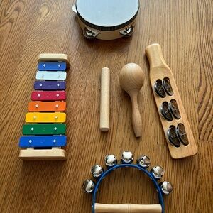 Kids Musical Instrument Set - Natural Wood Finish